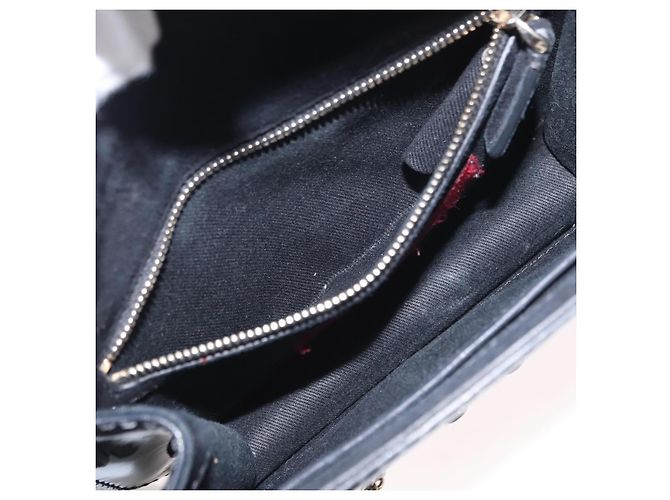 VALENTINO Borsa a spalla con catena e borchie Smalto Nero Argento Auth bs31222 - vista 22