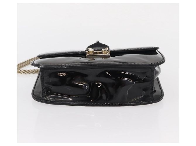 VALENTINO Borsa a spalla con catena e borchie Smalto Nero Argento Auth bs31222 - vista 5