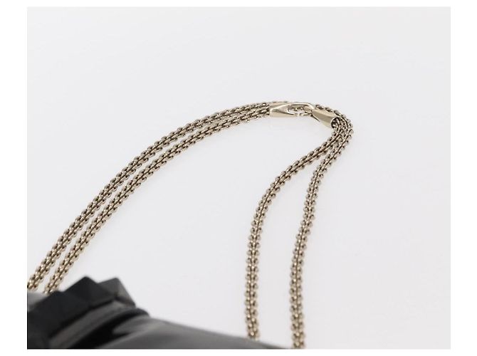 VALENTINO Borsa a spalla con catena e borchie Smalto Nero Argento Auth bs31222 - vista 8