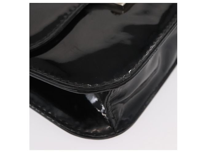 VALENTINO Borsa a spalla con catena e borchie Smalto Nero Argento Auth bs31222 - vista 9