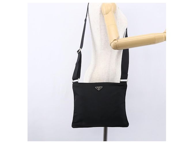 Borsa a Spalla PRADA in Nylon Nero Argento Autentica bs31163 - vista 22