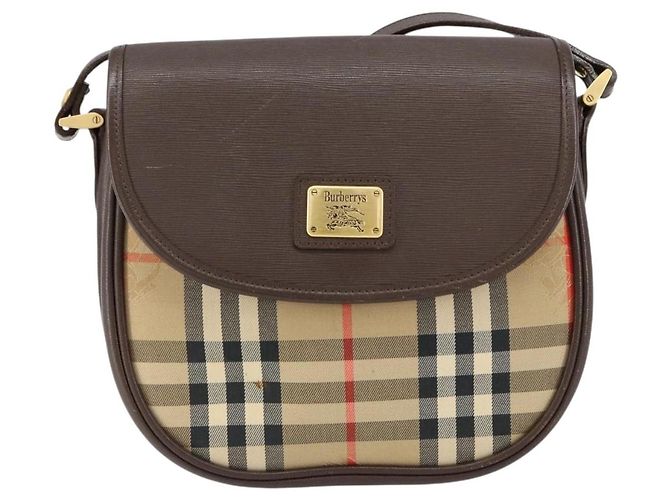 Autre Marque Borsa a Spalla Burberrys Nova Check in Tela Beige Oro Auth 153922 D'oro - vista 13