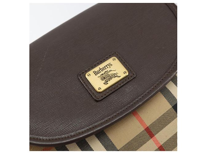 Autre Marque Borsa a Spalla Burberrys Nova Check in Tela Beige Oro Auth 153922 D'oro - vista 17