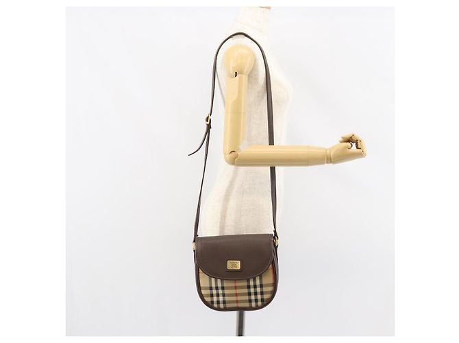 Autre Marque Borsa a Spalla Burberrys Nova Check in Tela Beige Oro Auth 153922 D'oro - vista 21