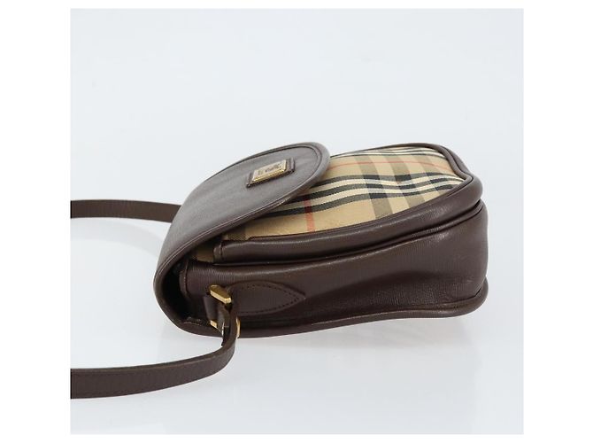 Autre Marque Borsa a Spalla Burberrys Nova Check in Tela Beige Oro Auth 153922 D'oro - vista 4