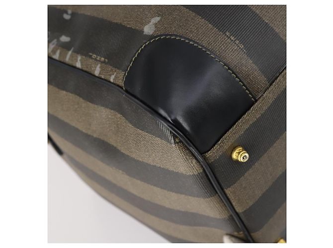 Pequin Bolsa Boston em lona Pecan FENDI PVC Preto Marrom ouro Auth bs30798 Dourado - vista 15