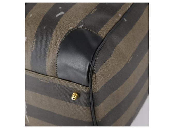 Pequin Bolsa Boston em lona Pecan FENDI PVC Preto Marrom ouro Auth bs30798 Dourado - vista 16