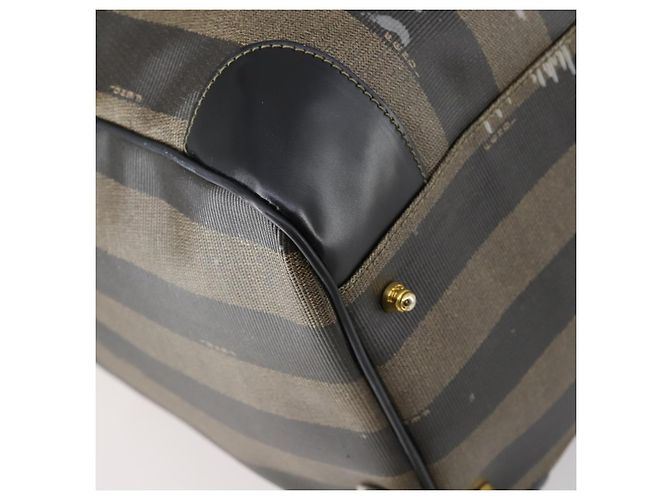 Pequin Bolsa Boston em lona Pecan FENDI PVC Preto Marrom ouro Auth bs30798 Dourado - vista 17