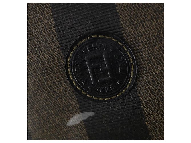 Pequin Bolsa Boston em lona Pecan FENDI PVC Preto Marrom ouro Auth bs30798 Dourado - vista 19