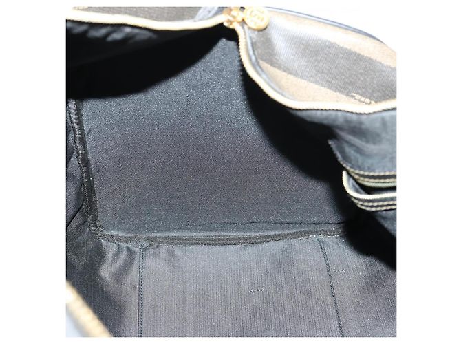 Pequin Bolsa Boston em lona Pecan FENDI PVC Preto Marrom ouro Auth bs30798 Dourado - vista 21