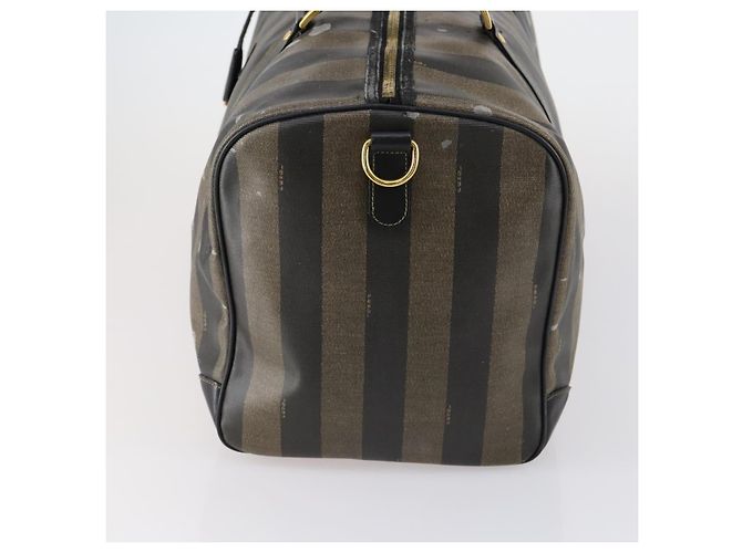 Pequin Bolsa Boston em lona Pecan FENDI PVC Preto Marrom ouro Auth bs30798 Dourado - vista 3