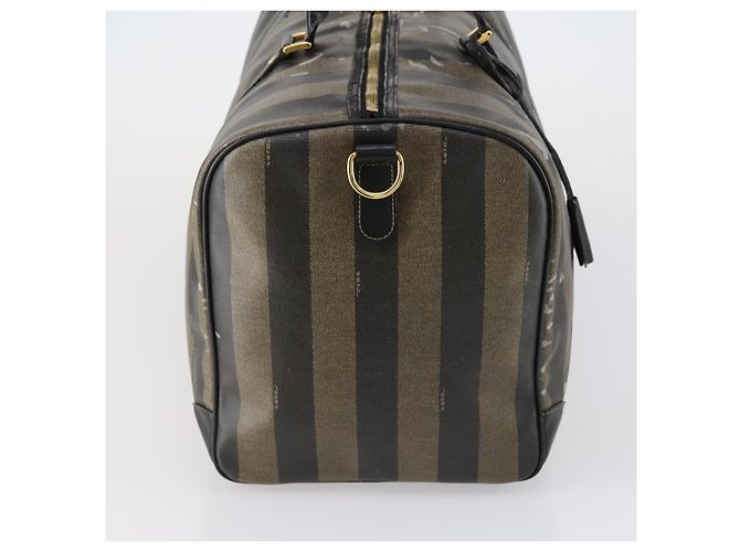 Pequin Bolsa Boston em lona Pecan FENDI PVC Preto Marrom ouro Auth bs30798 Dourado - vista 4