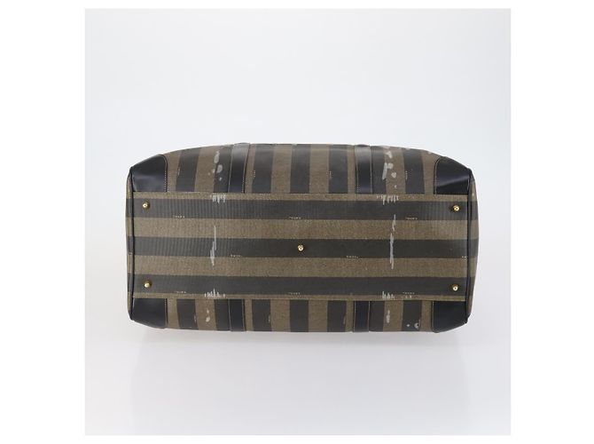 Pequin Bolsa Boston em lona Pecan FENDI PVC Preto Marrom ouro Auth bs30798 Dourado - vista 5