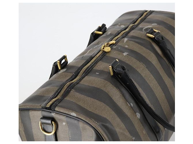 Pequin Bolsa Boston em lona Pecan FENDI PVC Preto Marrom ouro Auth bs30798 Dourado - vista 6