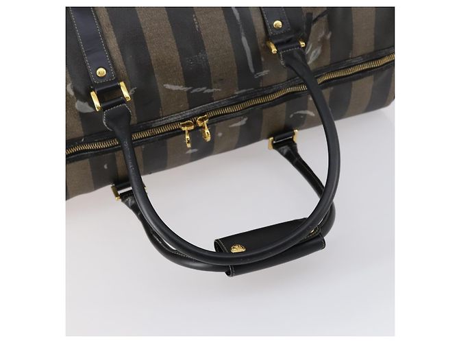 Pequin Bolsa Boston em lona Pecan FENDI PVC Preto Marrom ouro Auth bs30798 Dourado - vista 7