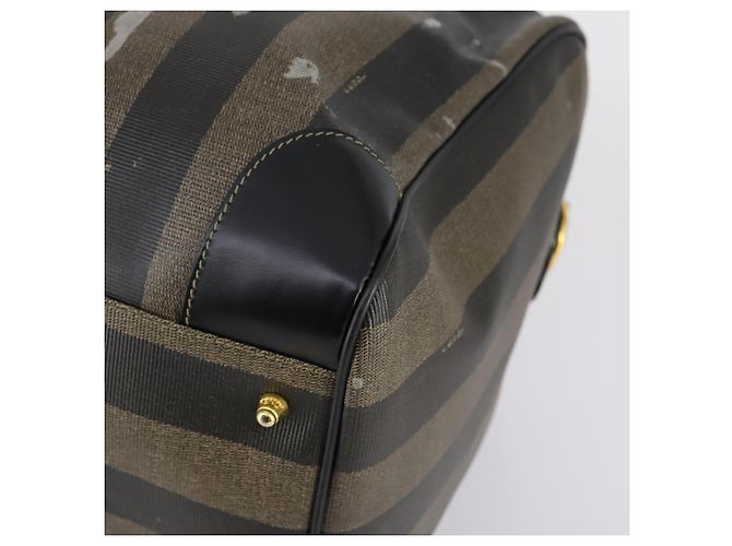 Pequin Bolsa Boston em lona Pecan FENDI PVC Preto Marrom ouro Auth bs30798 Dourado - vista 8