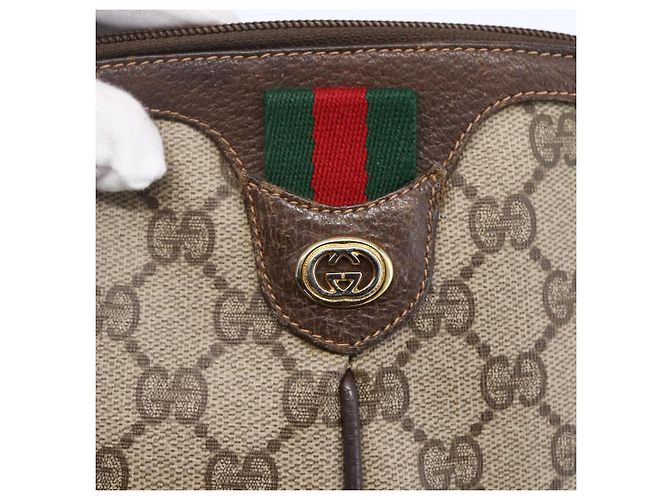 Borsa Sherry Line GG Supreme Web di GUCCI in PVC beige e oro 904 02 047 Auth BA7792 D'oro - vista 17