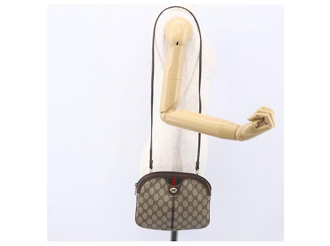 Borsa Sherry Line GG Supreme Web di GUCCI in PVC beige e oro 904 02 047 Auth BA7792 D'oro - vista 22