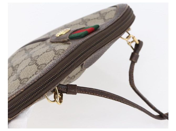 Borsa Sherry Line GG Supreme Web di GUCCI in PVC beige e oro 904 02 047 Auth BA7792 D'oro - vista 6