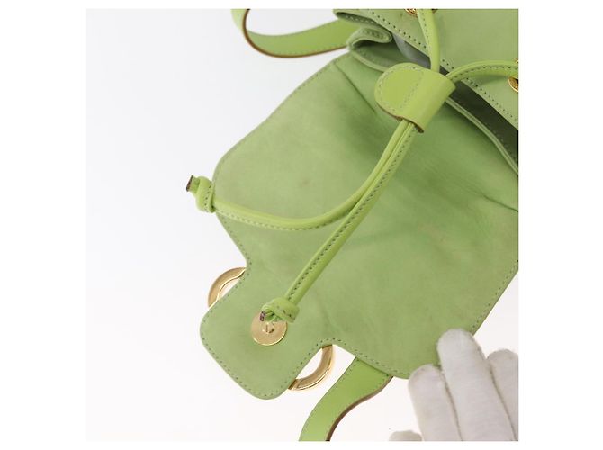 Zaino Salvatore Ferragamo in suede verde oro Auth BA7987 D'oro - vista 10