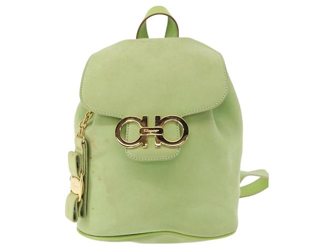Zaino Salvatore Ferragamo in suede verde oro Auth BA7987 D'oro - vista 13