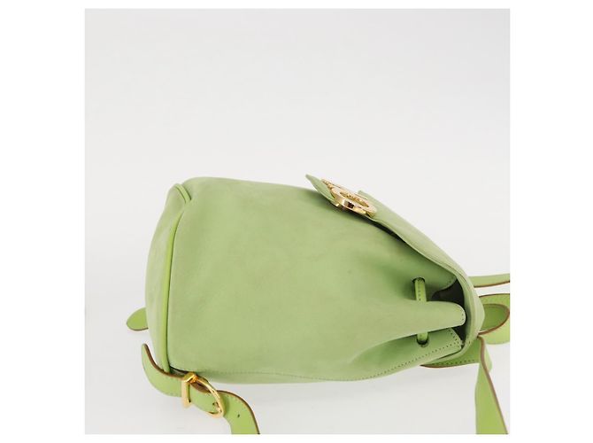 Zaino Salvatore Ferragamo in suede verde oro Auth BA7987 D'oro - vista 3