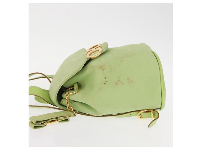 Zaino Salvatore Ferragamo in suede verde oro Auth BA7987 D'oro - vista 4