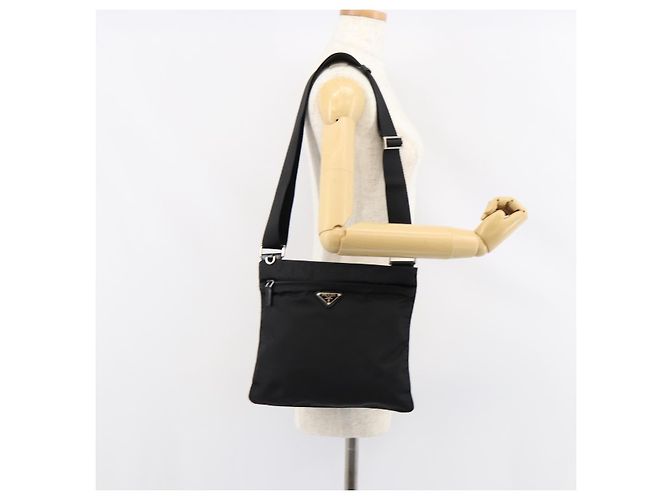 Borsa a Spalla PRADA in Nylon Nero Argento Autentica ka039 - vista 23