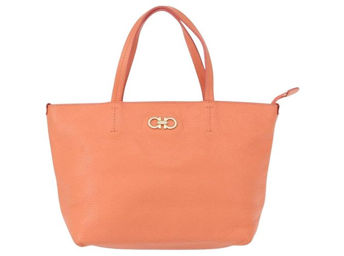 Borsa a mano Gancini in pelle rosa e oro Auth 153980 di Salvatore Ferragamo D'oro - vista 13