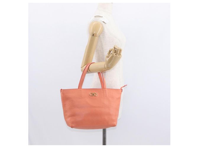 Borsa a mano Gancini in pelle rosa e oro Auth 153980 di Salvatore Ferragamo D'oro - vista 23