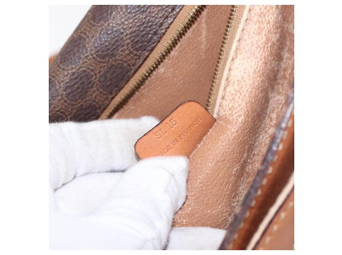 Céline CELINE Macadam Canvas Shoulder Bag PVC Leather Brown Gold Auth bs31207 Golden - view 12