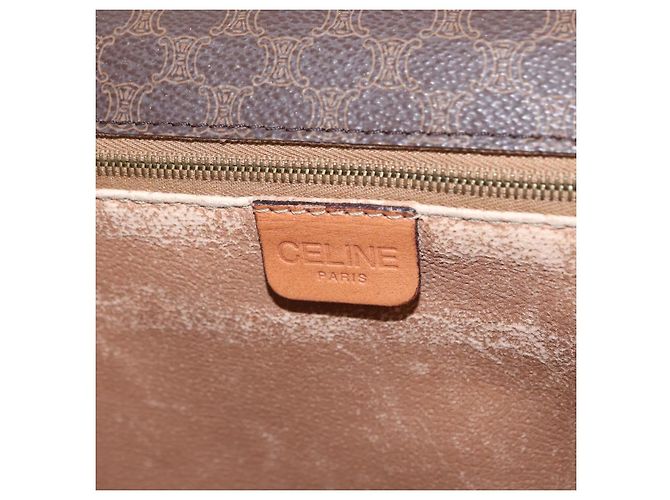 Céline CELINE Macadam Canvas Shoulder Bag PVC Leather Brown Gold Auth bs31207 Golden - view 19