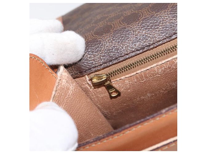 Céline CELINE Macadam Canvas Shoulder Bag PVC Leather Brown Gold Auth bs31207 Golden - view 22
