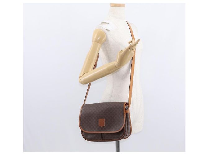 Céline CELINE Macadam Canvas Shoulder Bag PVC Leather Brown Gold Auth bs31207 Golden - view 24