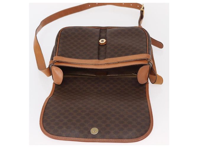Céline CELINE Macadam Canvas Shoulder Bag PVC Leather Brown Gold Auth bs31207 Golden - view 9
