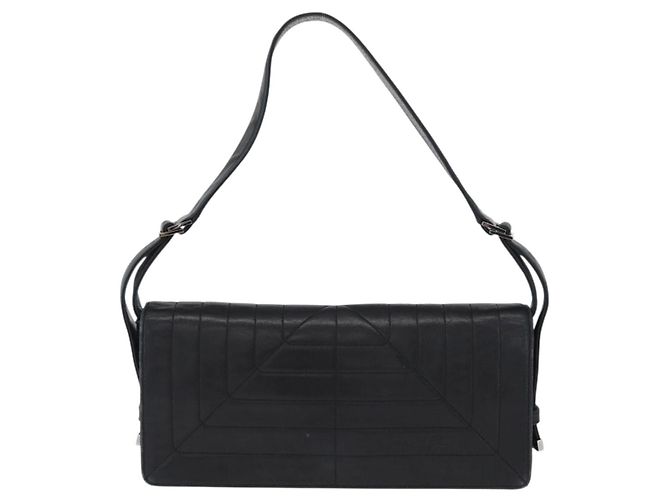 Borsa a Spalla CHANEL in Pelle di Agnello Nera con CC Argento Auth bs30993 Nero - vista 13