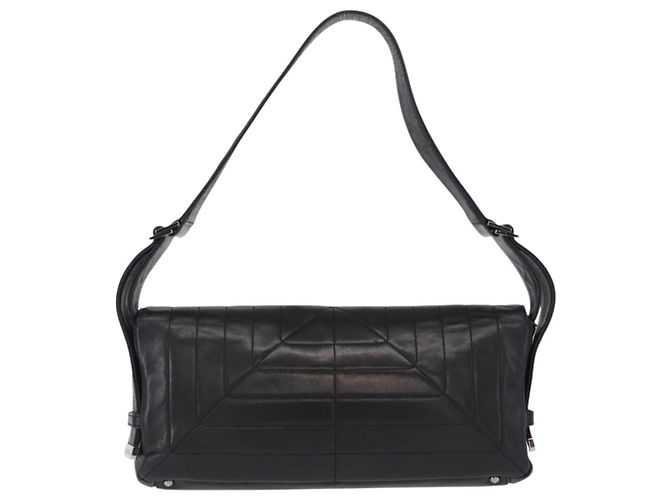 Borsa a Spalla CHANEL in Pelle di Agnello Nera con CC Argento Auth bs30993 Nero - vista 2