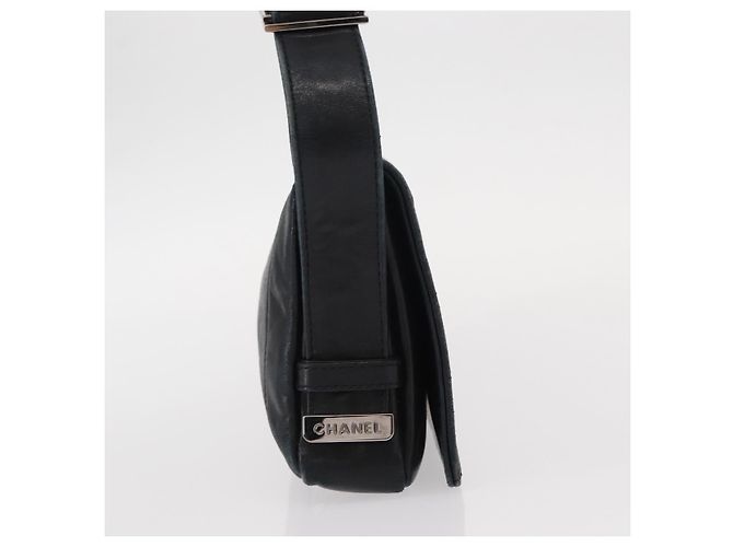 Borsa a Spalla CHANEL in Pelle di Agnello Nera con CC Argento Auth bs30993 Nero - vista 4