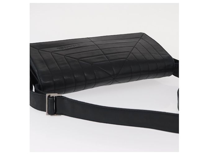 Borsa a Spalla CHANEL in Pelle di Agnello Nera con CC Argento Auth bs30993 Nero - vista 6