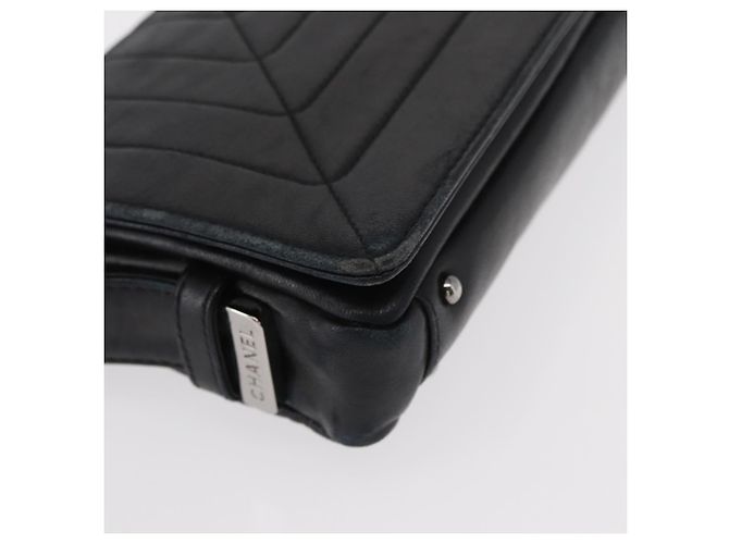 Borsa a Spalla CHANEL in Pelle di Agnello Nera con CC Argento Auth bs30993 Nero - vista 8