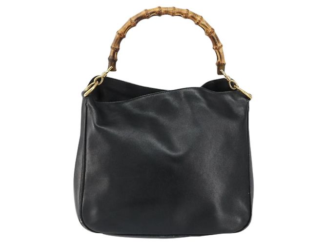 Borsa a mano in pelle Gucci Bamboo Nera Oro 001 0166 1638 Auth BA7790 Nero D'oro - vista 13
