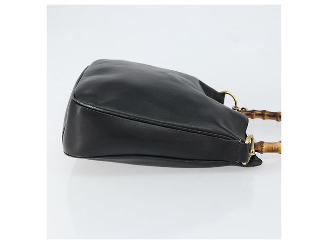 Borsa a mano in pelle Gucci Bamboo Nera Oro 001 0166 1638 Auth BA7790 Nero D'oro - vista 3
