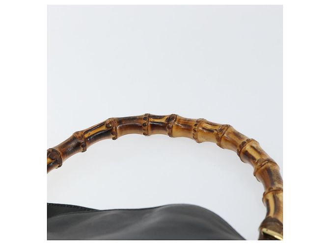 Borsa a mano in pelle Gucci Bamboo Nera Oro 001 0166 1638 Auth BA7790 Nero D'oro - vista 8