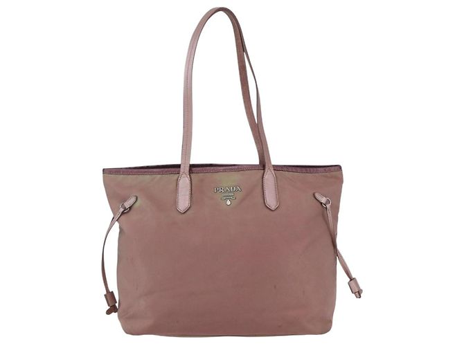 Borsa Tote Prada in nylon rosa argento Auth bs31047 - vista 13