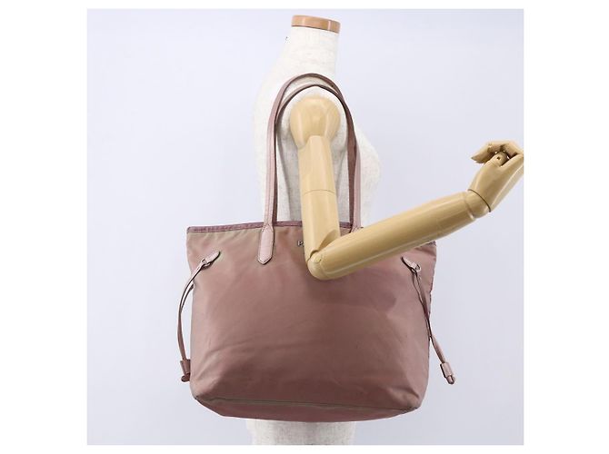 Borsa Tote Prada in nylon rosa argento Auth bs31047 - vista 22