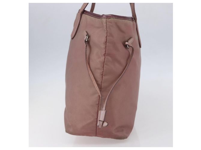 Borsa Tote Prada in nylon rosa argento Auth bs31047 - vista 4