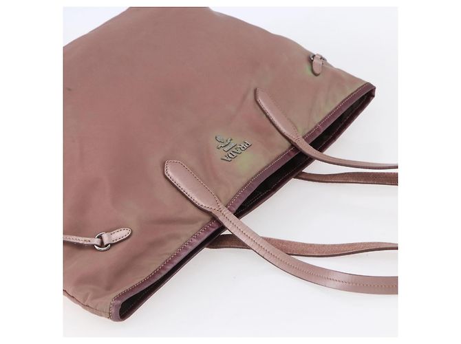 Borsa Tote Prada in nylon rosa argento Auth bs31047 - vista 6