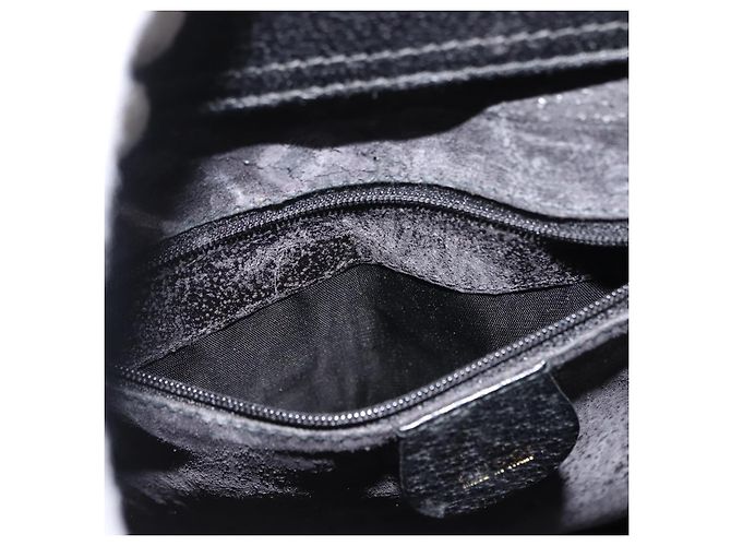 Borsa a mano in pelle nera GUCCI Bamboo Auth ep11149 Nero - vista 11