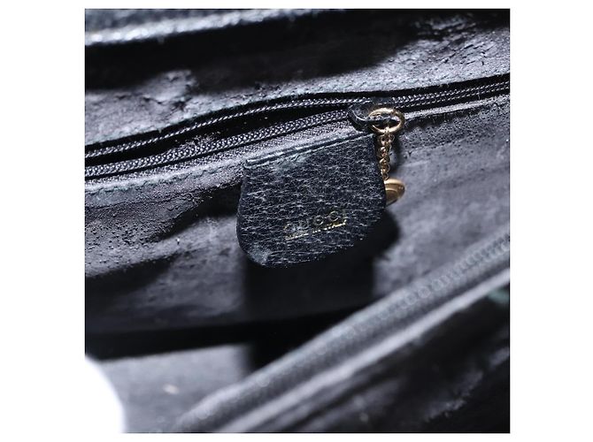 Borsa a mano in pelle nera GUCCI Bamboo Auth ep11149 Nero - vista 17