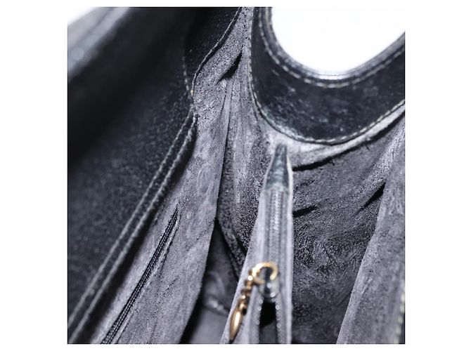Borsa a mano in pelle nera GUCCI Bamboo Auth ep11149 Nero - vista 18